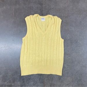 VTG Pure Cashmere Cable Knit Sweater Vest Yellow Made in Scotland Men’s S